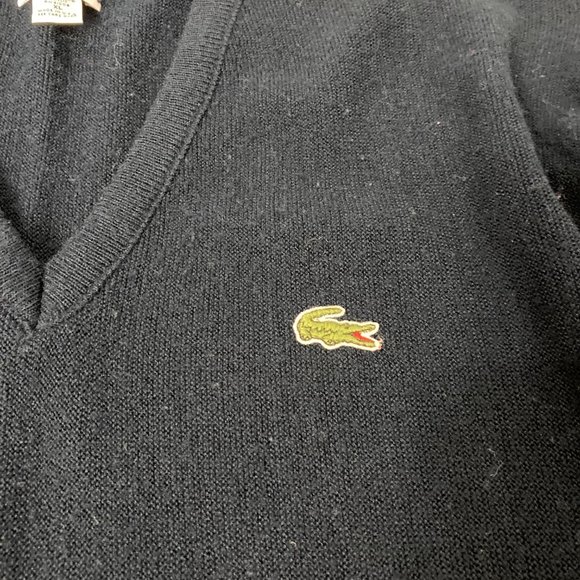 IZOD Lacoste VINTAGE Navy Mens XL Sweater Caridgan Alligator Button Front Tennis - Picture 3 of 6